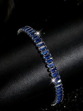 New Womens Blue Sapphire Cz Tennis Bracelet